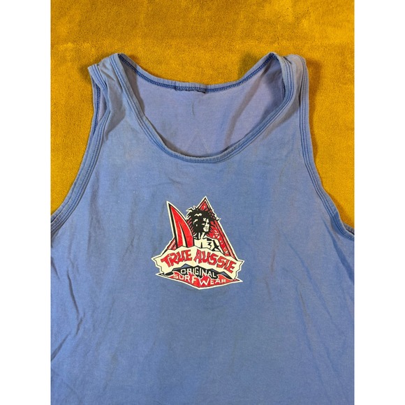VTG 1992 True Aussie Original Surfwear Tank Top Blue Graphic Print Surfer Vibe - Picture 7 of 14